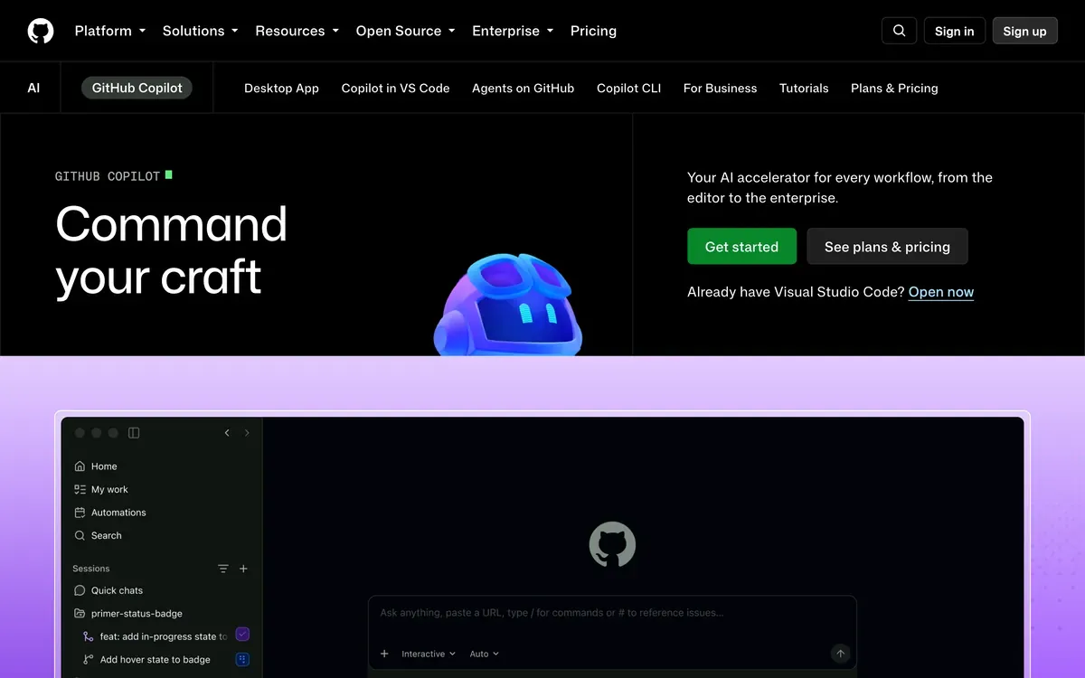 GitHub Copilot product page