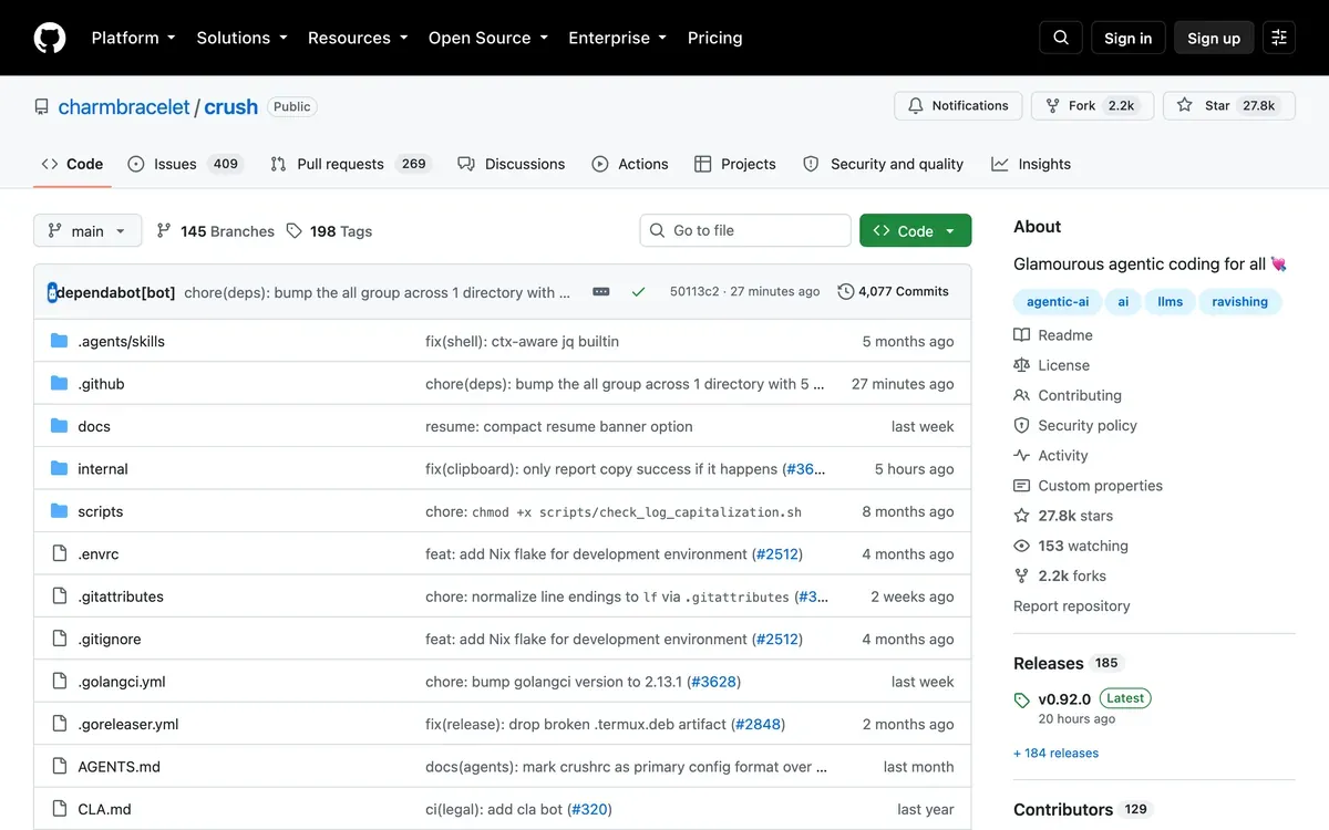 Crush product page