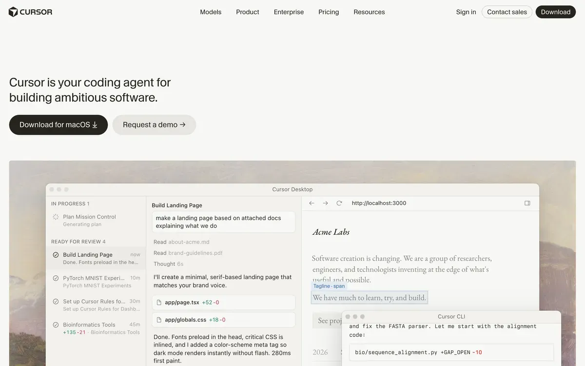 Cursor product page