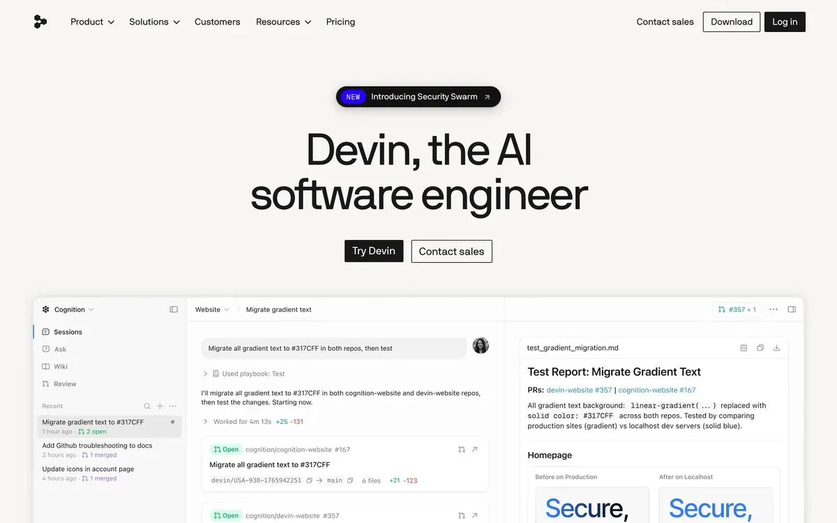 Devin product page