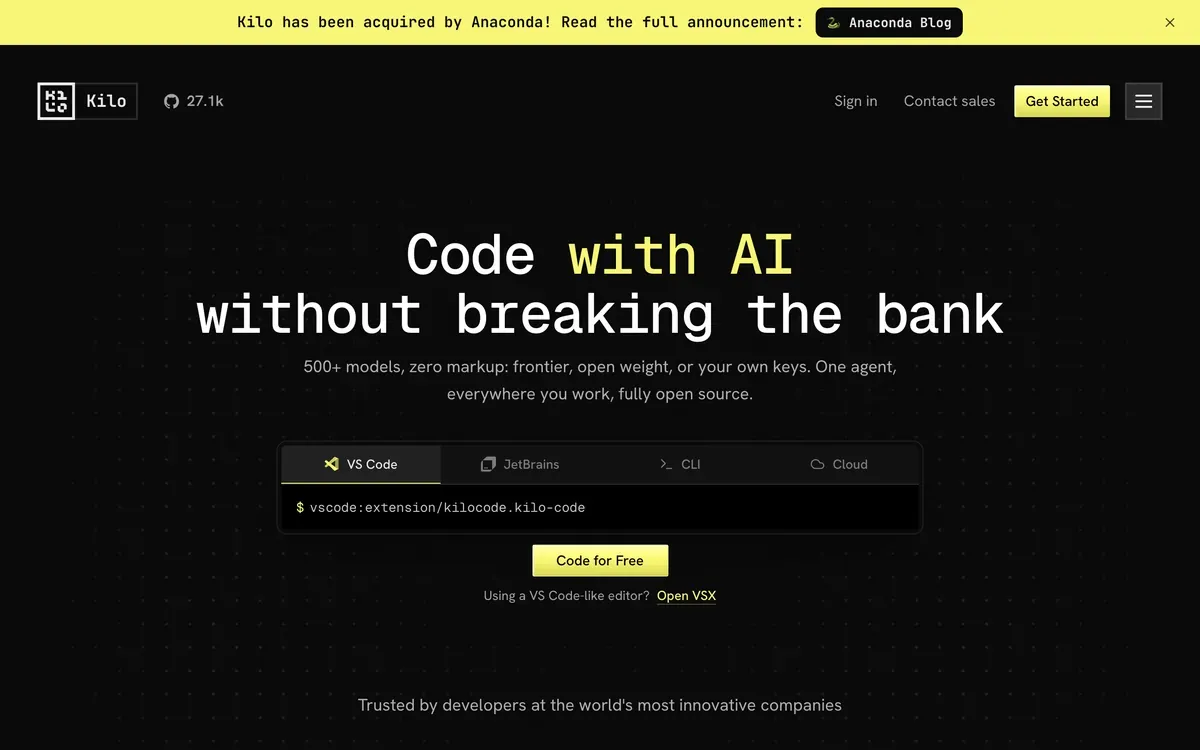 Kilo Code product page
