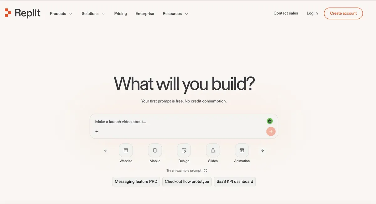 Replit Agent product page