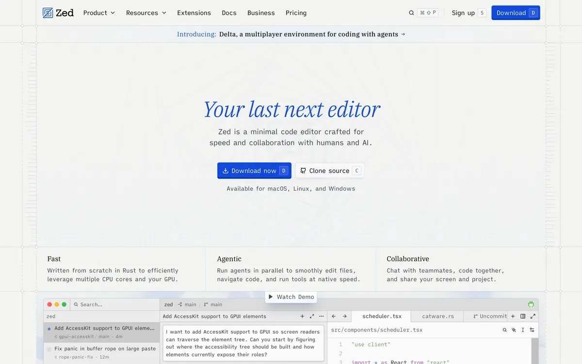 Zed product page