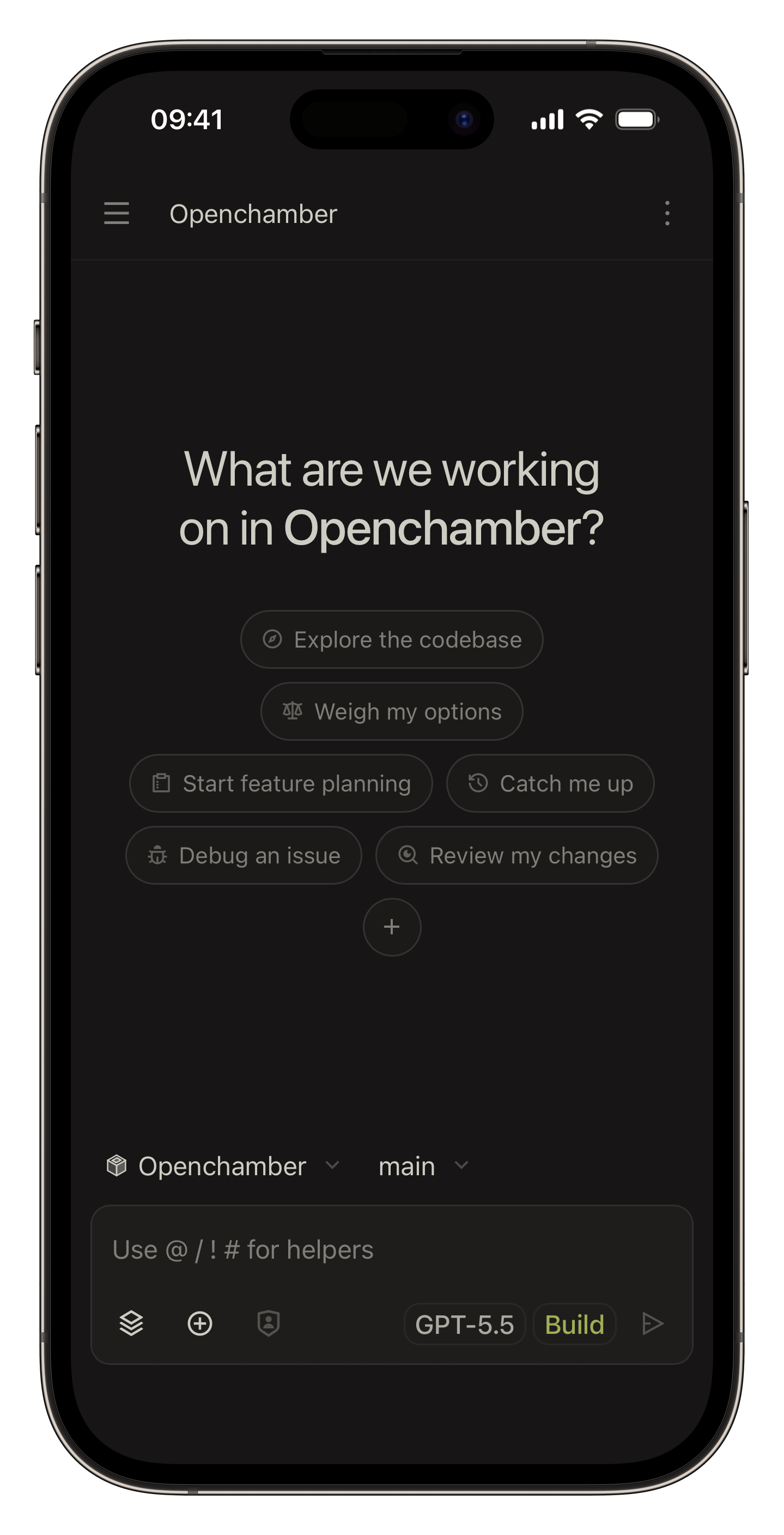 OpenChamber new chat on mobile
